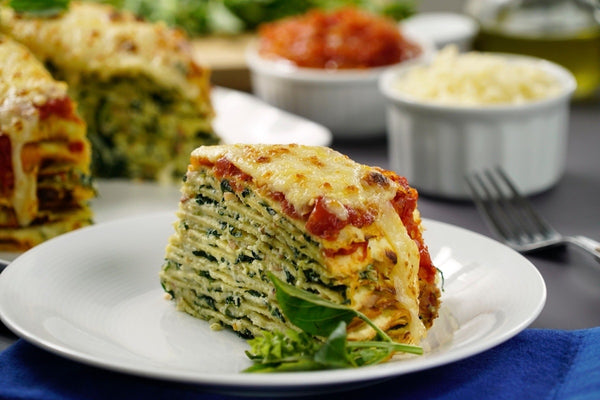 Crêpe lasagna with goat cheese and Bolognese