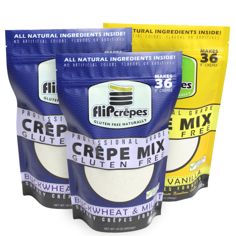Box of 3 Gluten Free Crêpe & Pancake Mix Bundle by Flipcrêpes