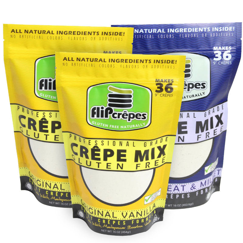 Box of 3 Gluten Free Crêpe & Pancake Mix Bundle by Flipcrêpes